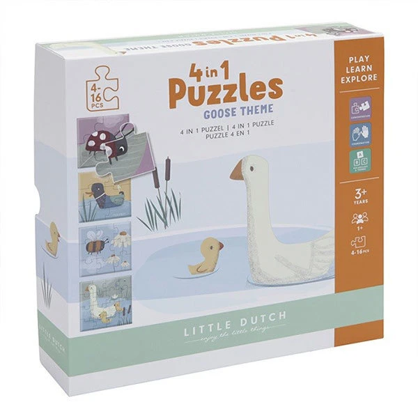 Little Dutch 4 In 1 Puzzel Little Goose 4-6-9-16st 1 Little Dutch 4 In 1 Puzzel Little Goose 4-6-9-16st